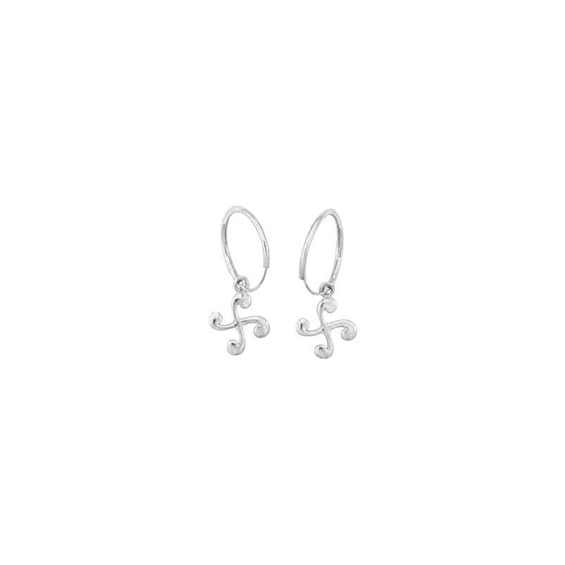 Mini-créoles croix Basque argent  - Bijouterie La Petite Française