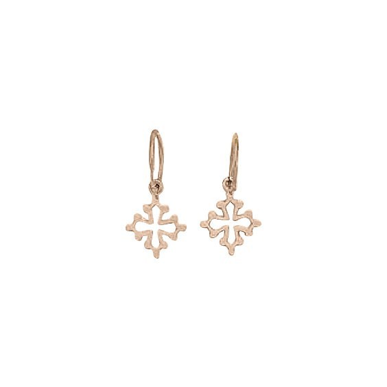 Créoles croix Occitane Or 18 carats rose  - Bijouterie La Petite Française
