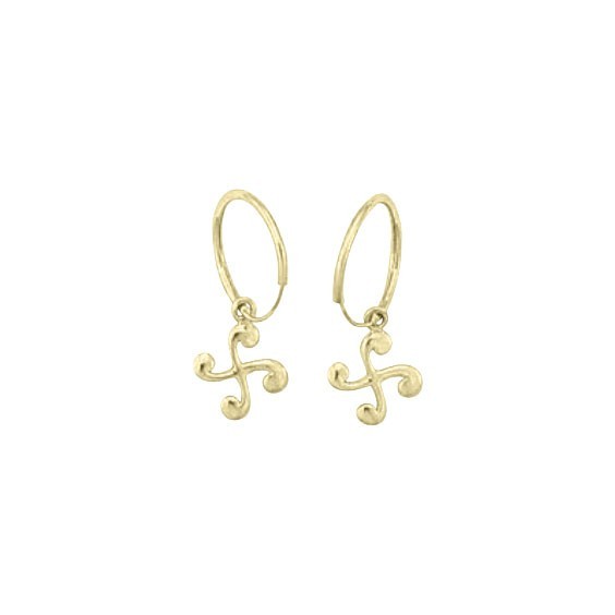 Mini-créoles croix Basque plaqué Or 18 carats  - Bijouterie La Petite Française
