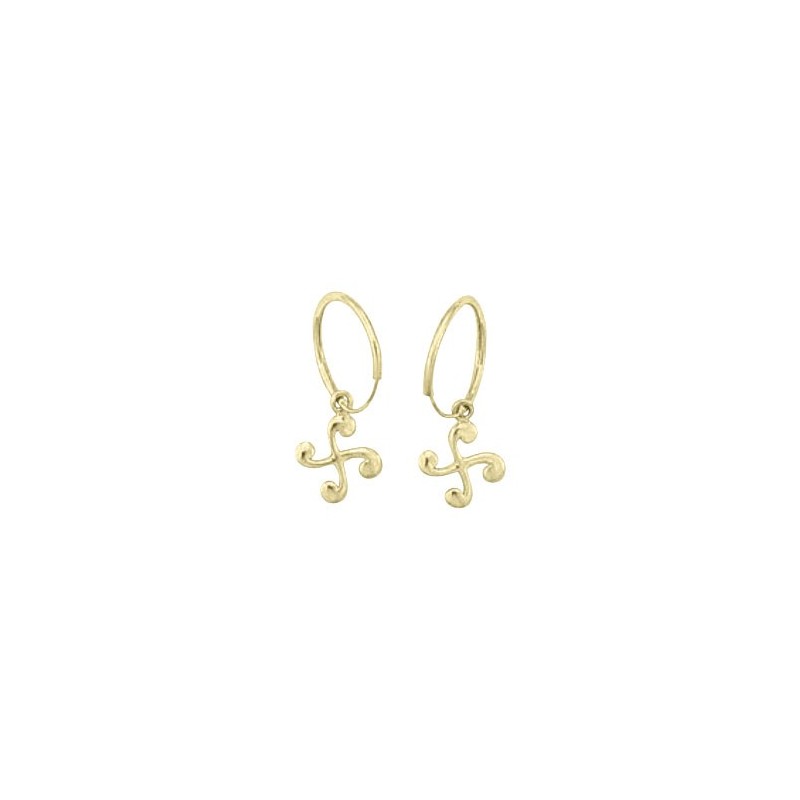 Mini-créoles croix Basque plaqué Or 18 carats - Bijouterie La Petite Française Mini-créoles croix Basque plaqué Or 18 carats - Bijouterie La Petite Française