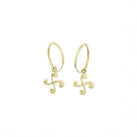 Mini-créoles croix Basque Or 18 carats jaune  - Bijouterie La Petite Française