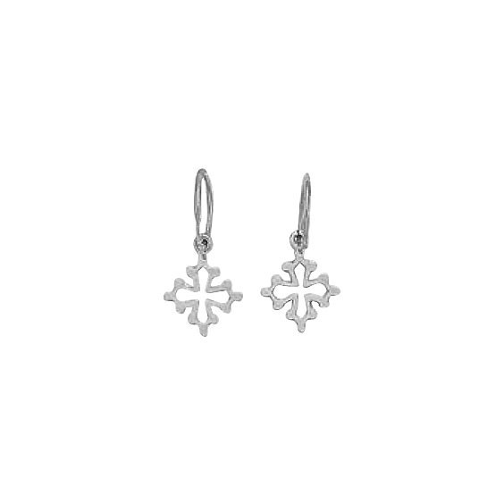 Créoles croix Occitane Or 18 carats gris  - Bijouterie La Petite Française
