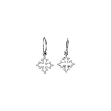 Créoles croix Occitane Or 9 carats gris  - Bijouterie La Petite Française