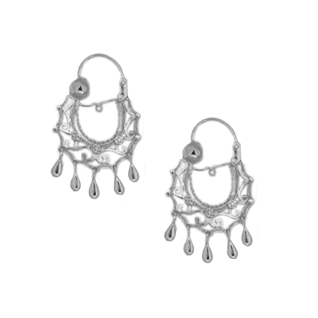 Créoles Savoyardes pampilles argent - 28 mm  - Bijouterie La Petite Française