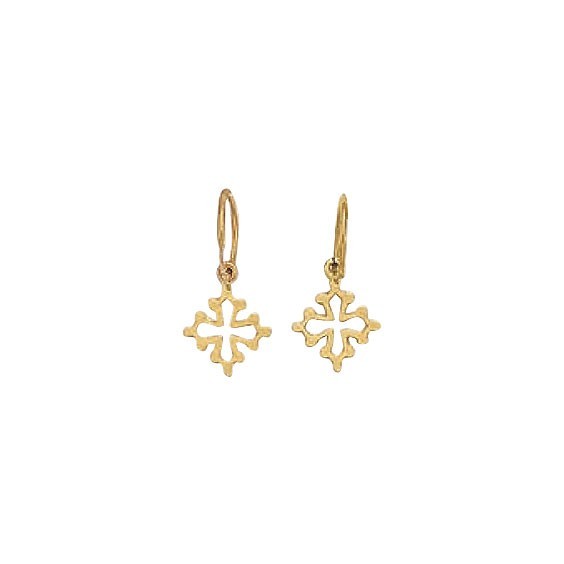 Créoles croix Occitane Or 18 carats jaune  - Bijouterie La Petite Française