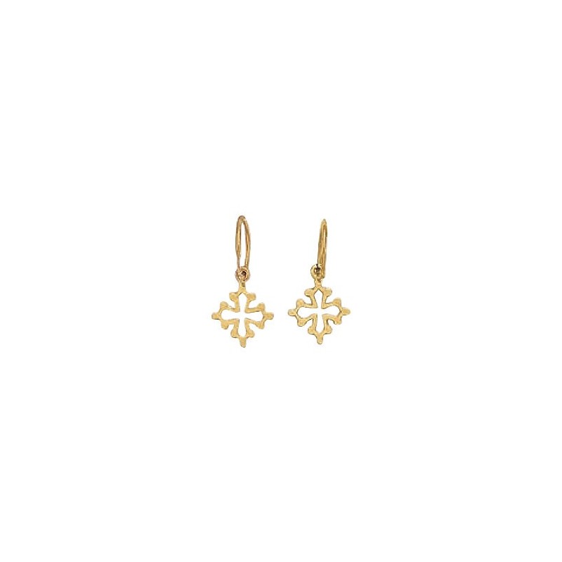 Créoles croix Occitane Or 18 carats jaune - Bijouterie La Petite Française Créoles croix Occitane Or 18 carats jaune - Bijouterie La Petite Française