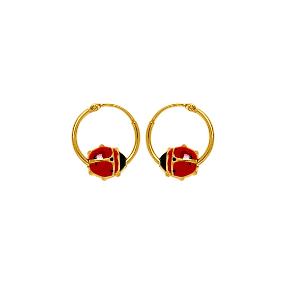 Créoles coccinelles Or 18 carats jaune - 12 MM  - Bijouterie La Petite Française