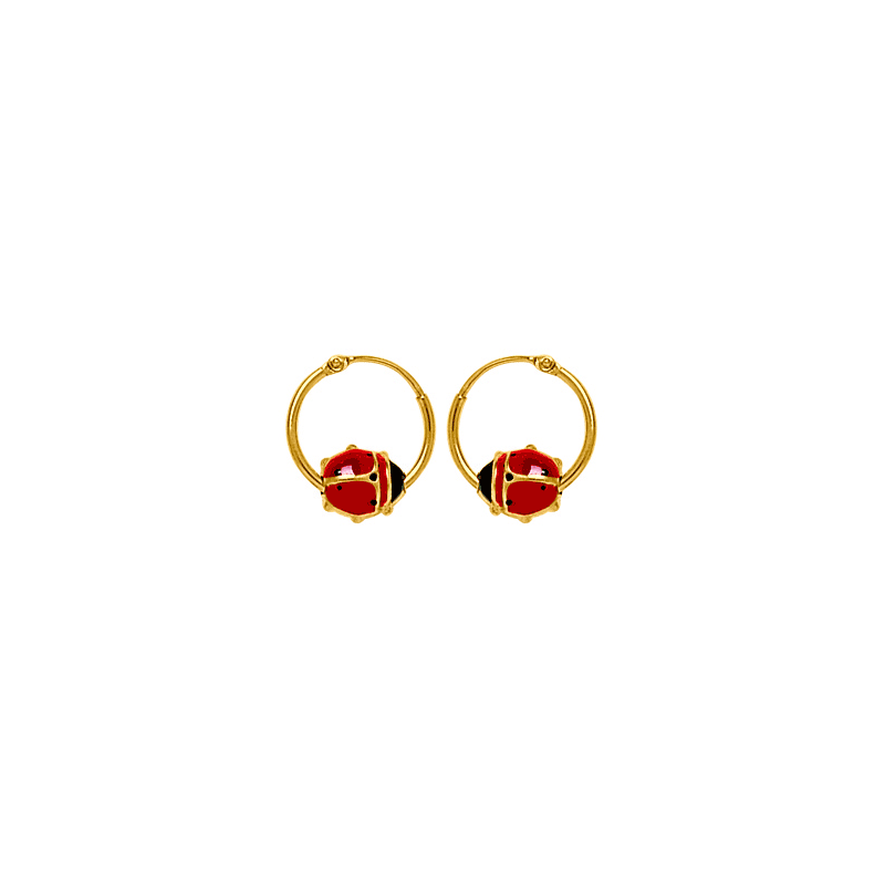 Créoles coccinelles Or 18 carats jaune - 12 MM - Bijouterie La Petite Française Créoles coccinelles Or 18 carats jaune - 12 MM - Bijouterie La Petite Française