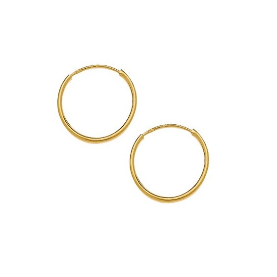Créoles fil 1mm Or 9 carats jaune - 14 mm  - Bijouterie La Petite Française