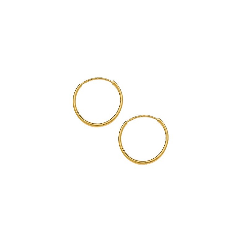 Créoles fil 1mm Or 9 carats jaune - 14 mm  - Bijouterie La Petite Française