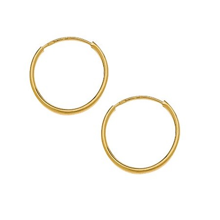 Créoles fil 1mm Or 9 carats jaune - 14 mm  - Bijouterie La Petite Française