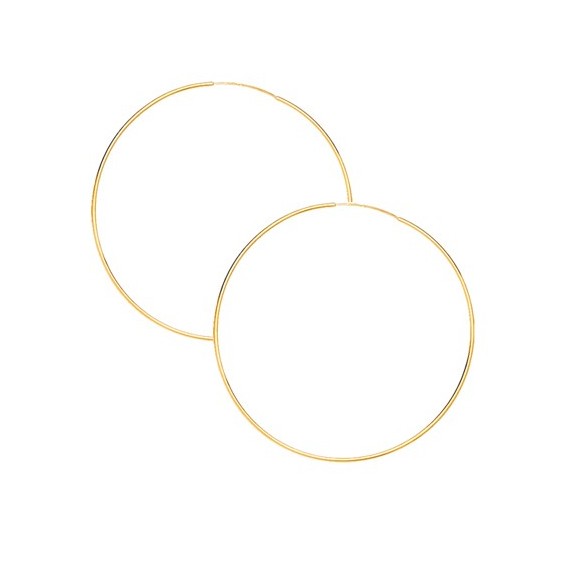 Créoles fil 1mm Or 9 carats jaune - 50 mm  - Bijouterie La Petite Française