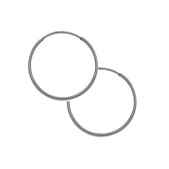 Créoles fil 1mm Or 9 carats gris - 20 mm  - Bijouterie La Petite Française