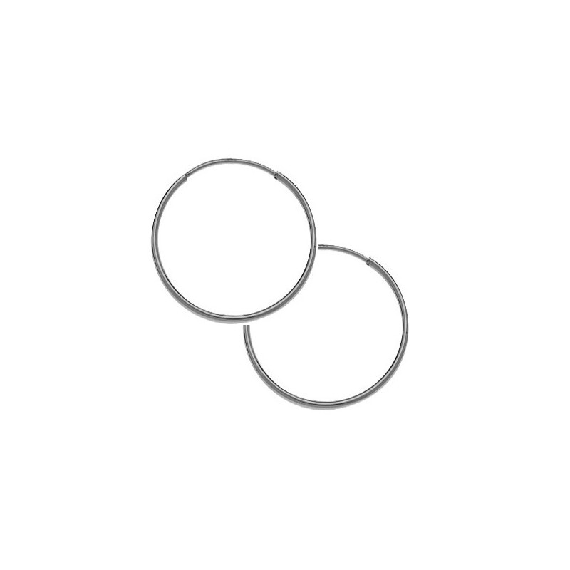 Créoles fil 1mm Or 9 carats gris - 20 mm  - Bijouterie La Petite Française