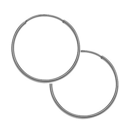 Créoles fil 1mm Or 9 carats gris - 20 mm  - Bijouterie La Petite Française