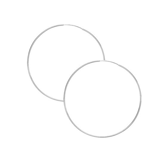 Créoles fil 1mm Or 9 carats gris - 40 mm  - Bijouterie La Petite Française