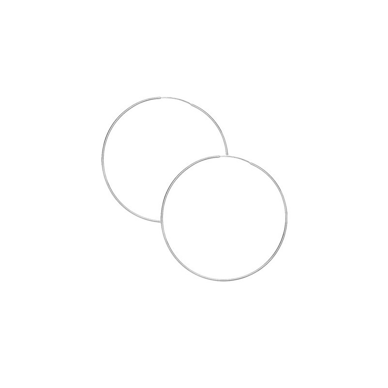 Créoles fil 1mm Or 9 carats gris - 40 mm  - Bijouterie La Petite Française