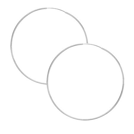 Créoles fil 1mm Or 9 carats gris - 40 mm  - Bijouterie La Petite Française