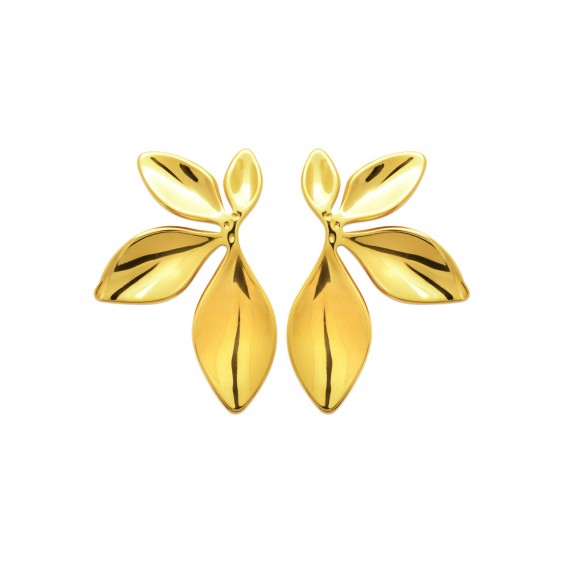 Boucles d'oreilles puces jasmin acier doré 