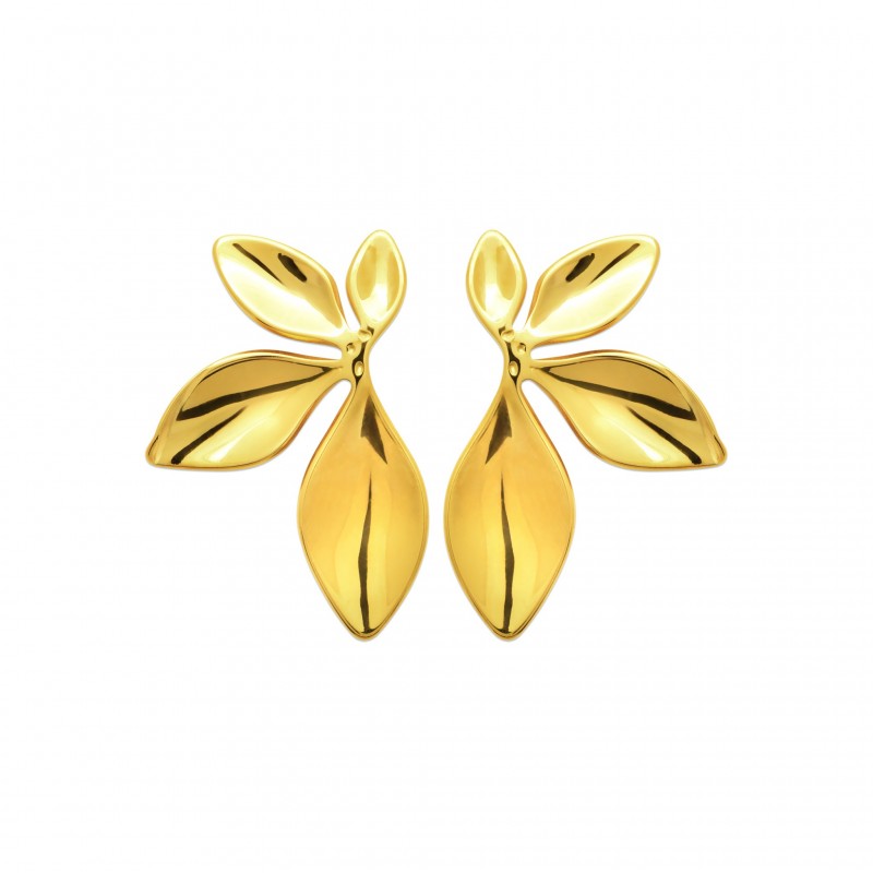 Boucles d'oreilles puces jasmin acier doré Boucles d'oreilles puces jasmin acier doré