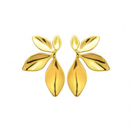 Boucles d'oreilles puces jasmin acier doré 