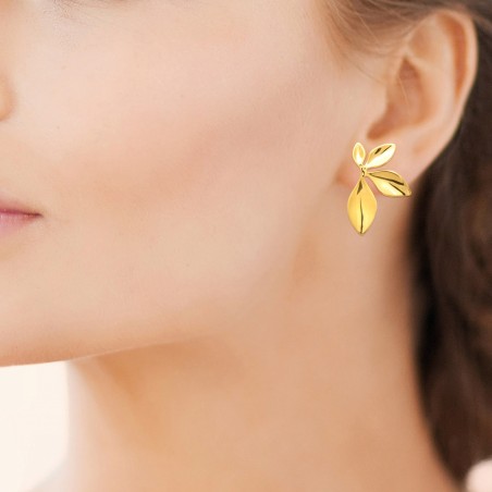 Boucles d'oreilles puces jasmin acier doré 