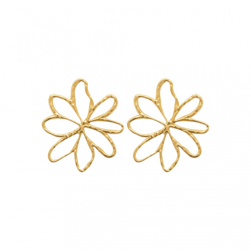 Boucles d'oreilles pendantes marguerite acier doré Boucles d'oreilles pendantes marguerite acier doré