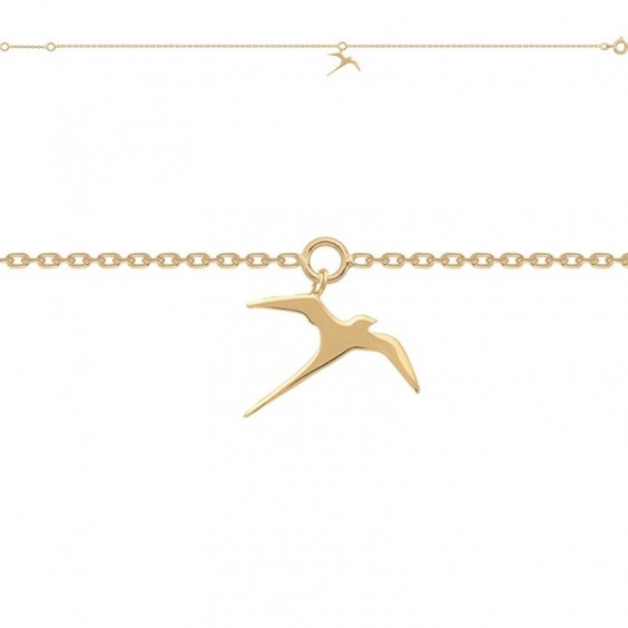 Chaine de cheville Oiseau Paille-en-queue plaqué or - 27 CM 