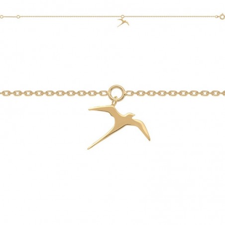 Chaine de cheville Oiseau Paille-en-queue plaqué or - 27 CM 