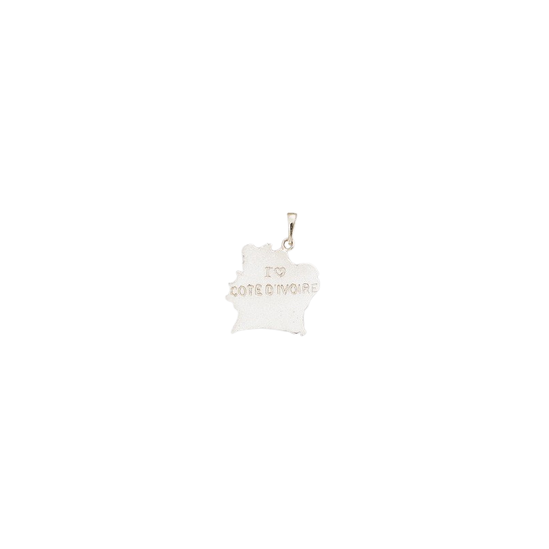 Pendentif carte côte d'Ivoire argent 