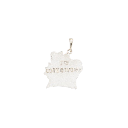 Pendentif carte côte d'Ivoire argent 