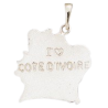 Pendentif carte côte d'Ivoire argent 