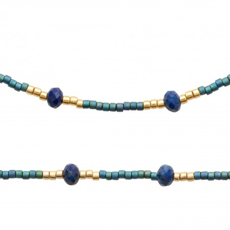 Collier pierres sodalite acier doré - Bijouterie La Petite Française