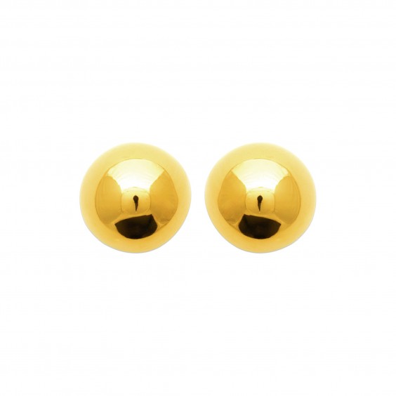 Boucles d'oreilles puces boules acier doré - 10 MM - Bijouterie La Petite Française