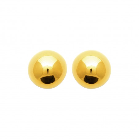 Boucles d'oreilles puces boules acier doré - 10 MM - Bijouterie La Petite Française
