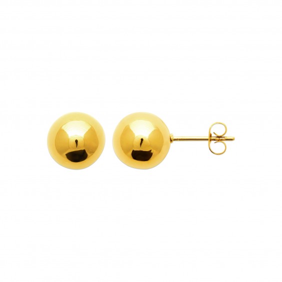 Boucles d'oreilles puces boules acier doré - 10 MM - Bijouterie La Petite Française