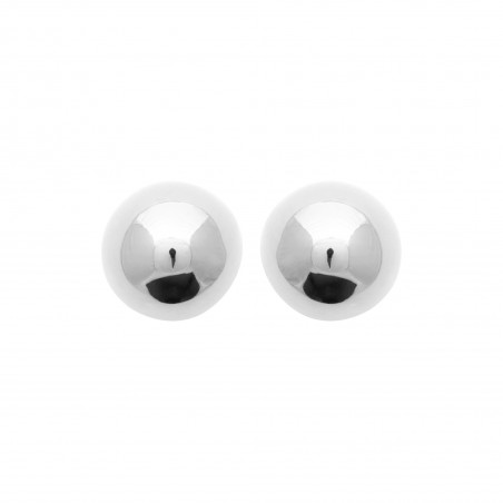 Boucles d'oreilles puces boules acier argenté - 10 MM - Bijouterie La Petite Française