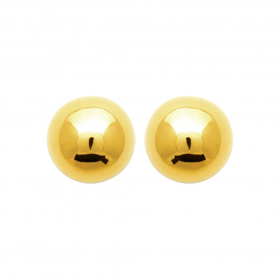 Boucles d'oreilles puces boules acier doré - 12 MM - Bijouterie La Petite Française