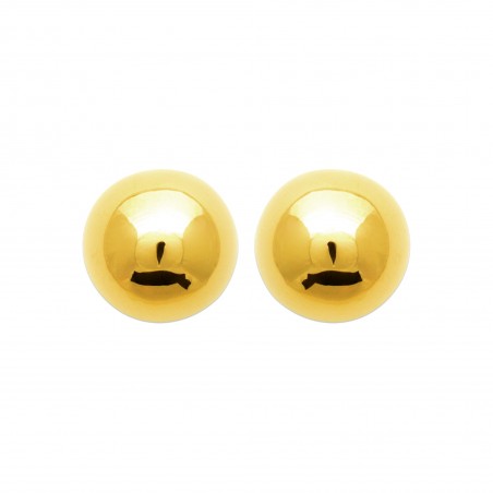 Boucles d'oreilles puces boules acier doré - 12 MM - Bijouterie La Petite Française