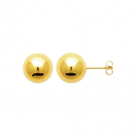 Boucles d'oreilles puces boules acier doré - 12 MM - Bijouterie La Petite Française