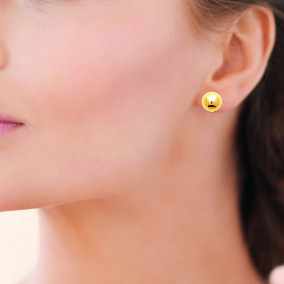 Boucles d'oreilles puces boules acier doré - 12 MM - Bijouterie La Petite Française
