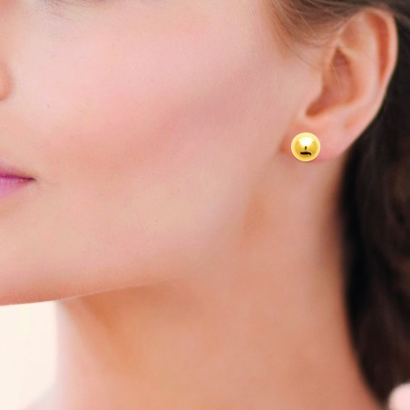 Boucles d'oreilles puces boules acier doré - 12 MM - Bijouterie La Petite Française