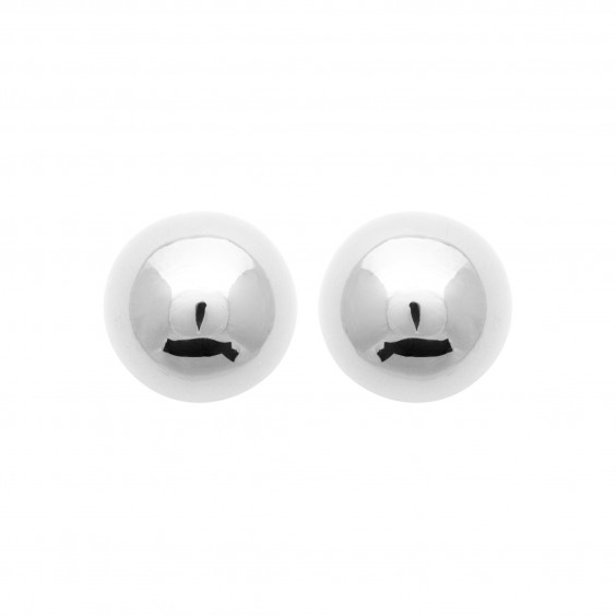 Boucles d'oreilles puces boules acier argenté - 12 MM - Bijouterie La Petite Française