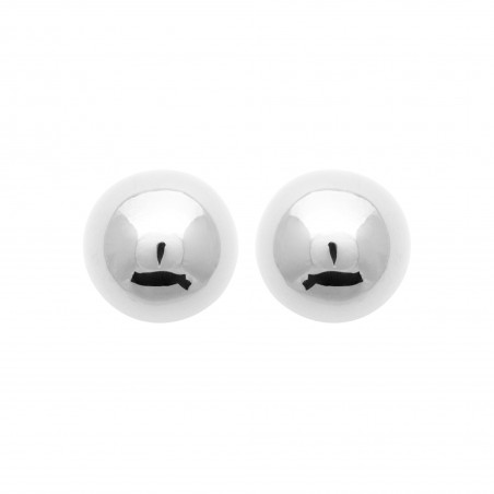 Boucles d'oreilles puces boules acier argenté - 12 MM - Bijouterie La Petite Française