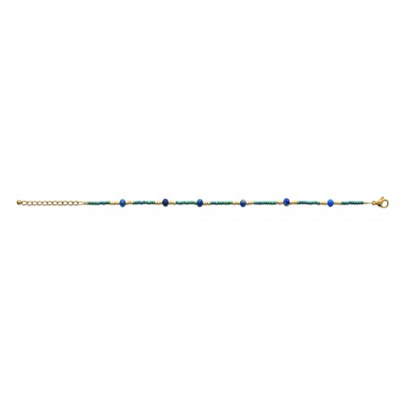 Bracelet pierres sodalite et perle de Miyuki acier doré - Bijouterie La Petite Française