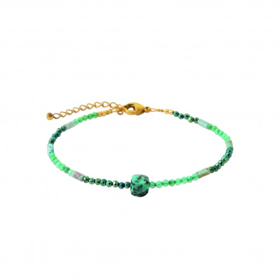 Bracelet pierres sodalite et perle de Miyuki acier doré - Bijouterie La Petite Française
