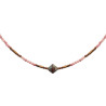 Collier pierre Phodonite, hématite et perle de Miyuki acier doré 