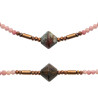 Collier pierre Phodonite, hématite et perle de Miyuki acier doré 