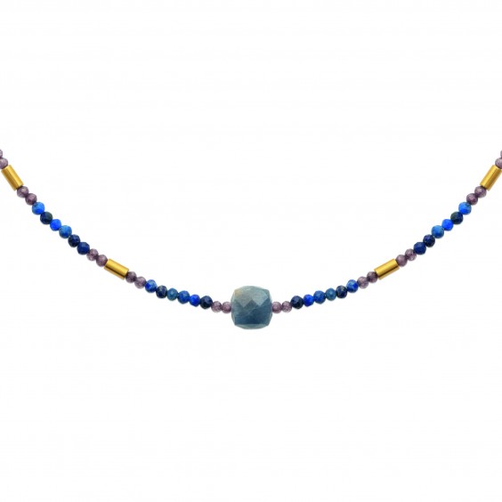 Collier Lolite, hématite et perle de Miyuki acier doré - Bijouterie La Petite Française