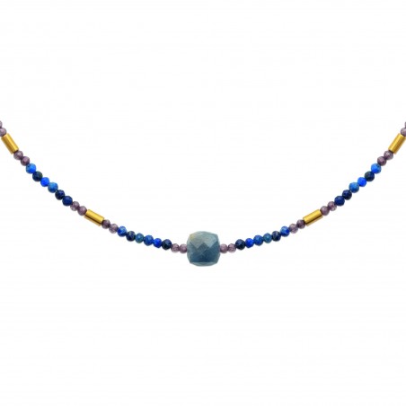 Collier Lolite, hématite et perle de Miyuki acier doré - Bijouterie La Petite Française